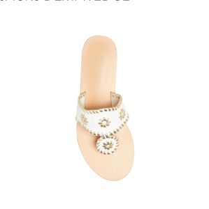 Jack Rogers white and champagne Jack's flat